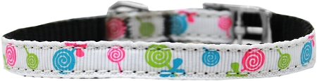 Lollipops Nylon Dog Collar with classic buckle 3/8" White Size 12